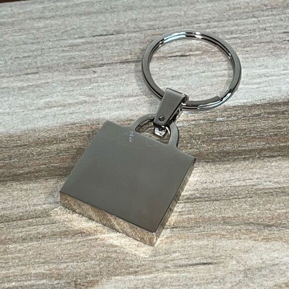 Born To Shop Engraved Keychain Silver Tone Shopping Bag Classic Core Giftables ￼ - Picture 4 of 6